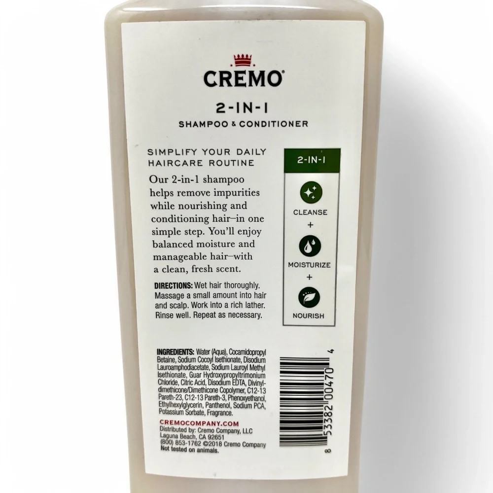 Cremo 2-in-1 FRESH BLEND Shampoo + Conditioner 16 fl oz Sealed NEW 1 Count
